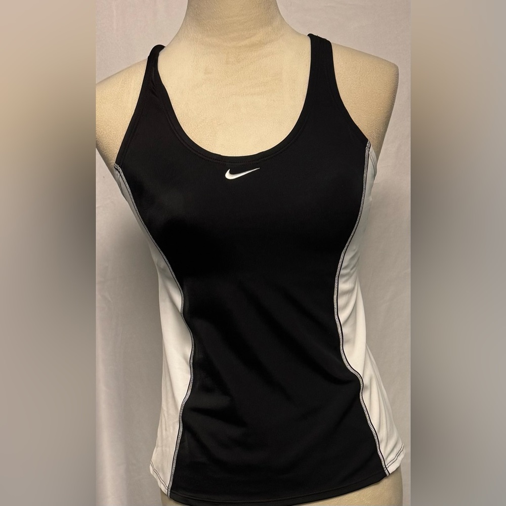 NWT NIKE SWIM Racerback Black and White Swim Top Size S
